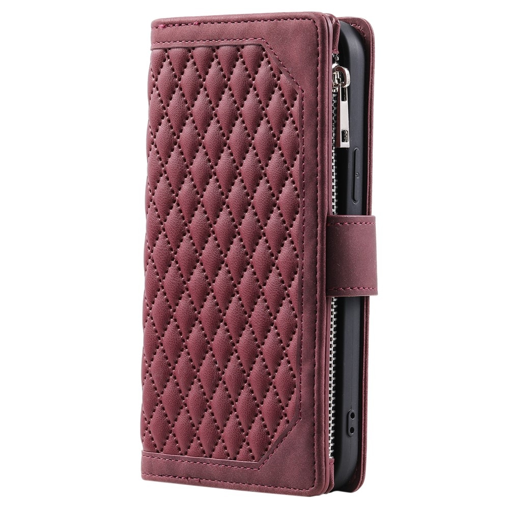 Lompakkolaukku iPhone 15 Pro Quilted Punainen