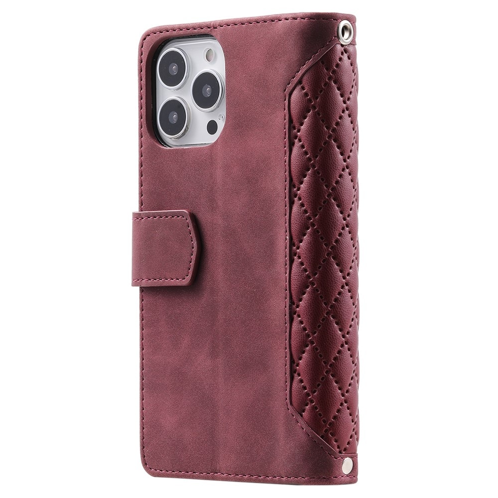 Lompakkolaukku iPhone 15 Pro Quilted Punainen