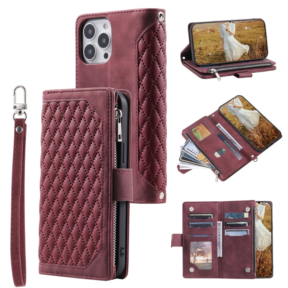 Lompakkolaukku iPhone 15 Pro Quilted Punainen