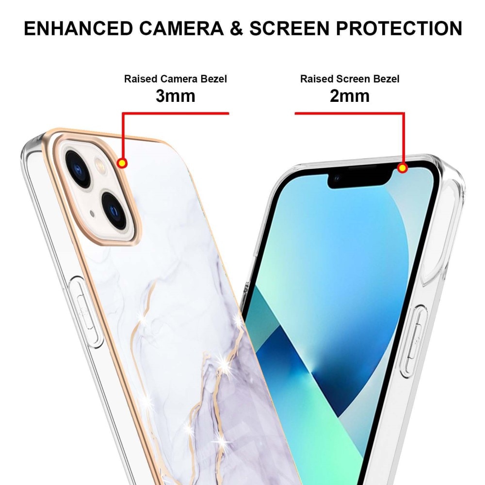 TPU suojakuori iPhone 15 valkoista marmoria