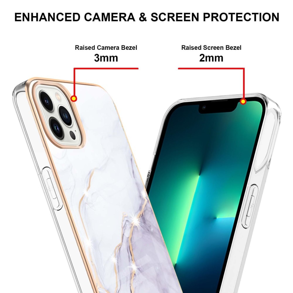 TPU suojakuori iPhone 15 Pro valkoista marmoria