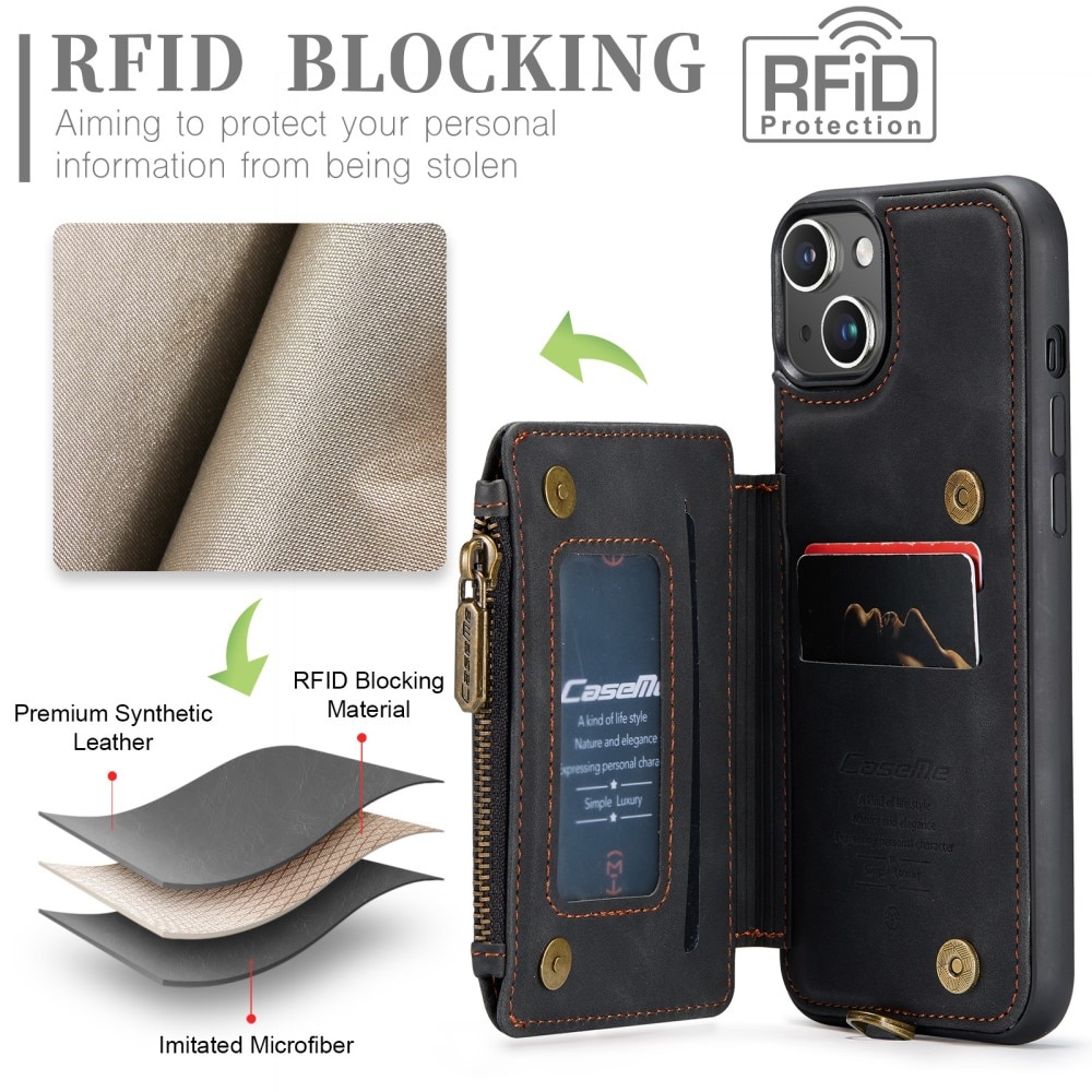 Multi-slot RFID-blocking Kuori iPhone 15 musta