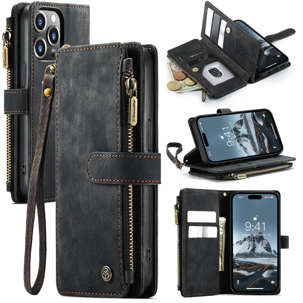 Zipper Wallet iPhone 16 Pro Max Musta