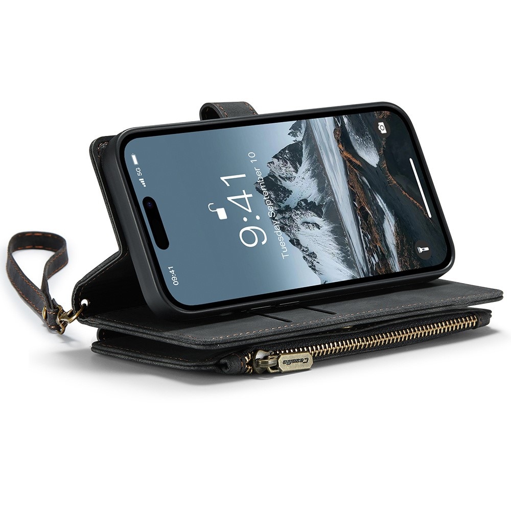 Zipper Wallet iPhone 15 Pro Musta