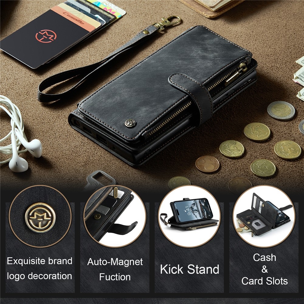 Zipper Wallet iPhone 15 Pro Musta