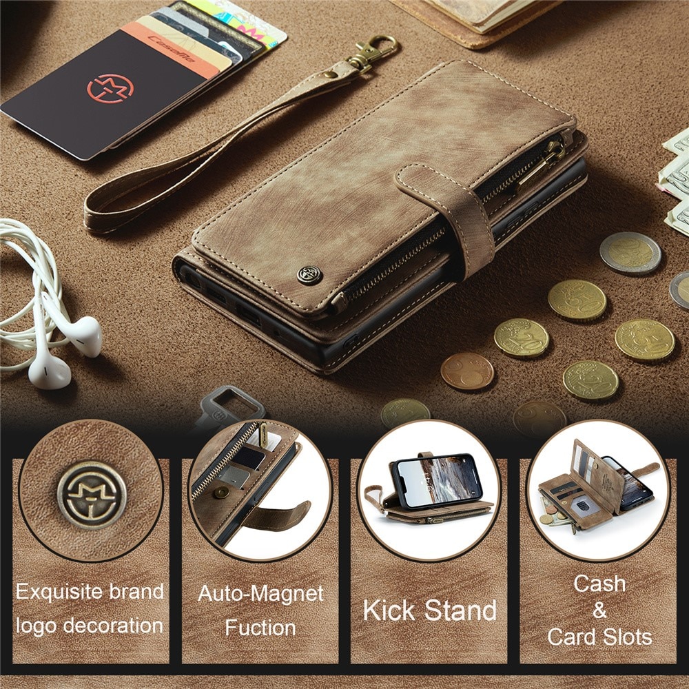 Zipper Wallet iPhone 15 Ruskea