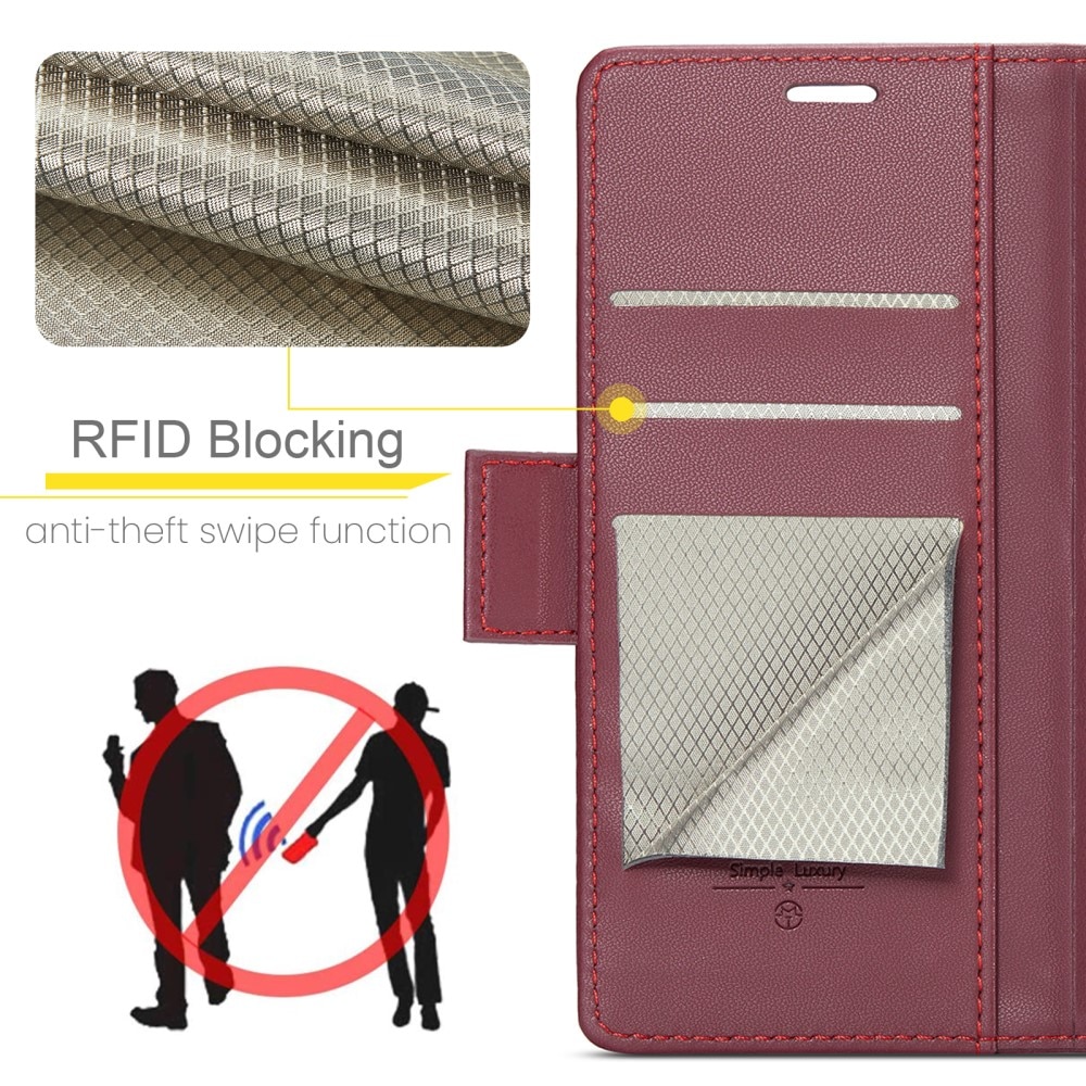 RFID Slim Lompakkokotelo iPhone 15 Pro Punainen