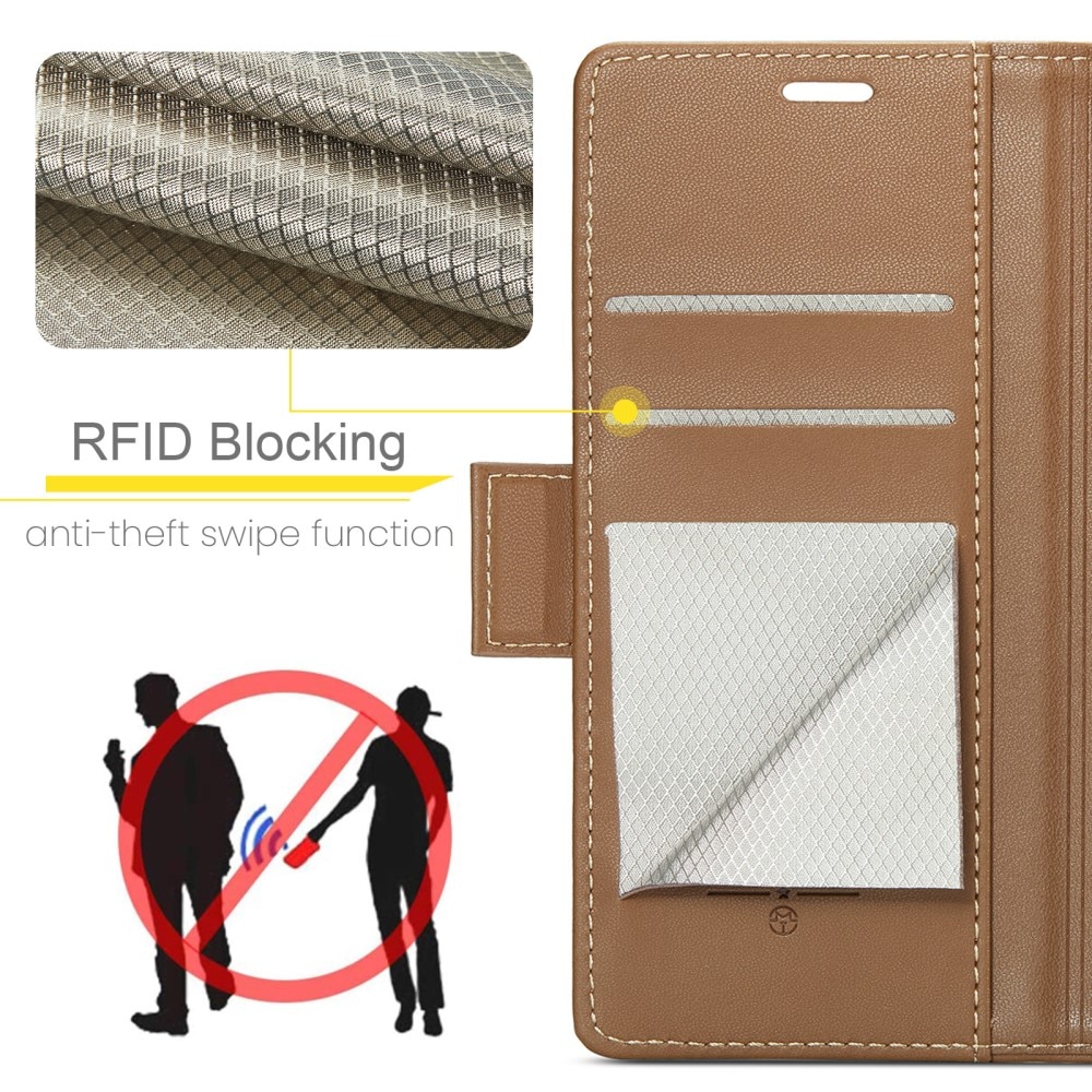 RFID Slim Lompakkokotelo iPhone 15 Pro Ruskea