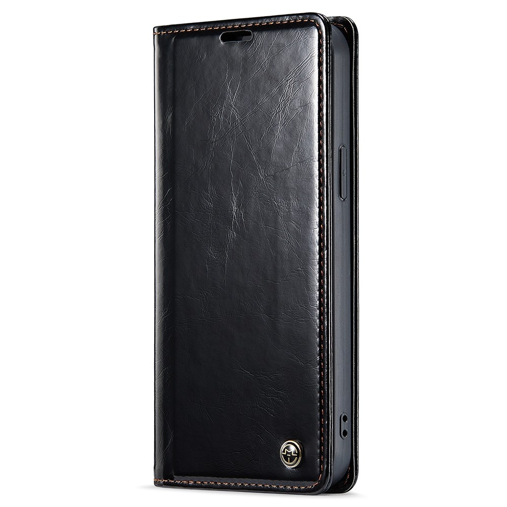 Leather Wallet iPhone 15 Pro musta