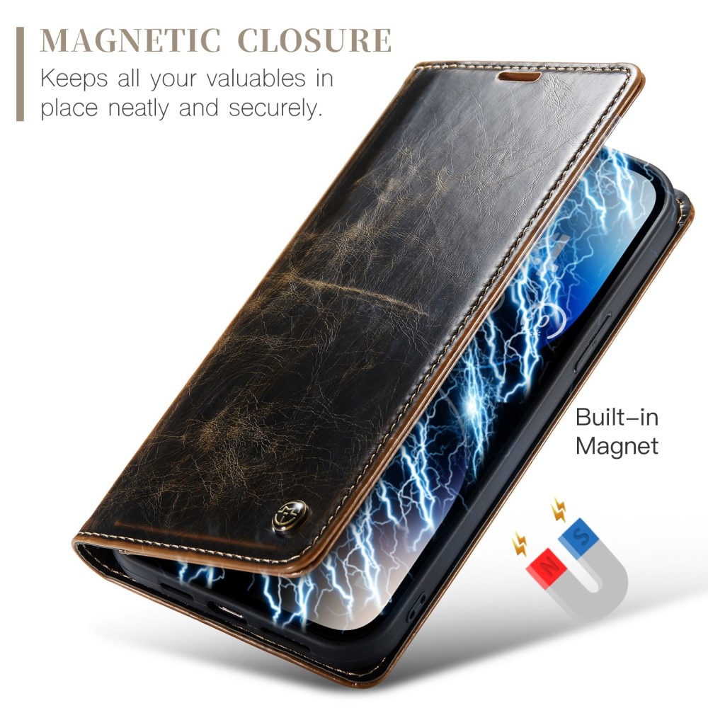 Leather Wallet iPhone 15 Pro Max ruskea