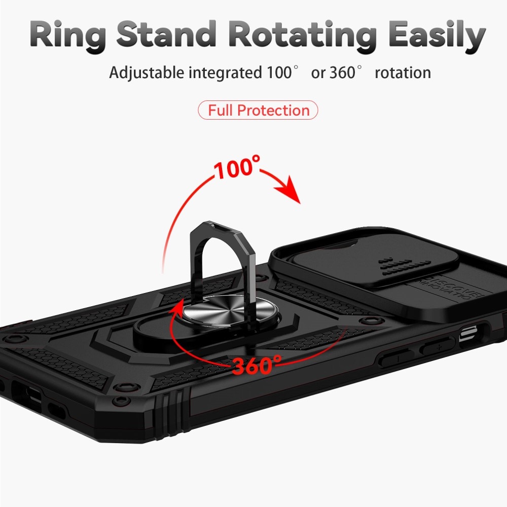 Hybridikuori Ring + Kamerasuojalla iPhone 15 Pro Max Musta