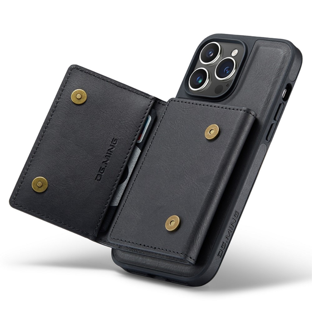 Magnetic Card Slot Zipper Case iPhone 15 Pro Max Black