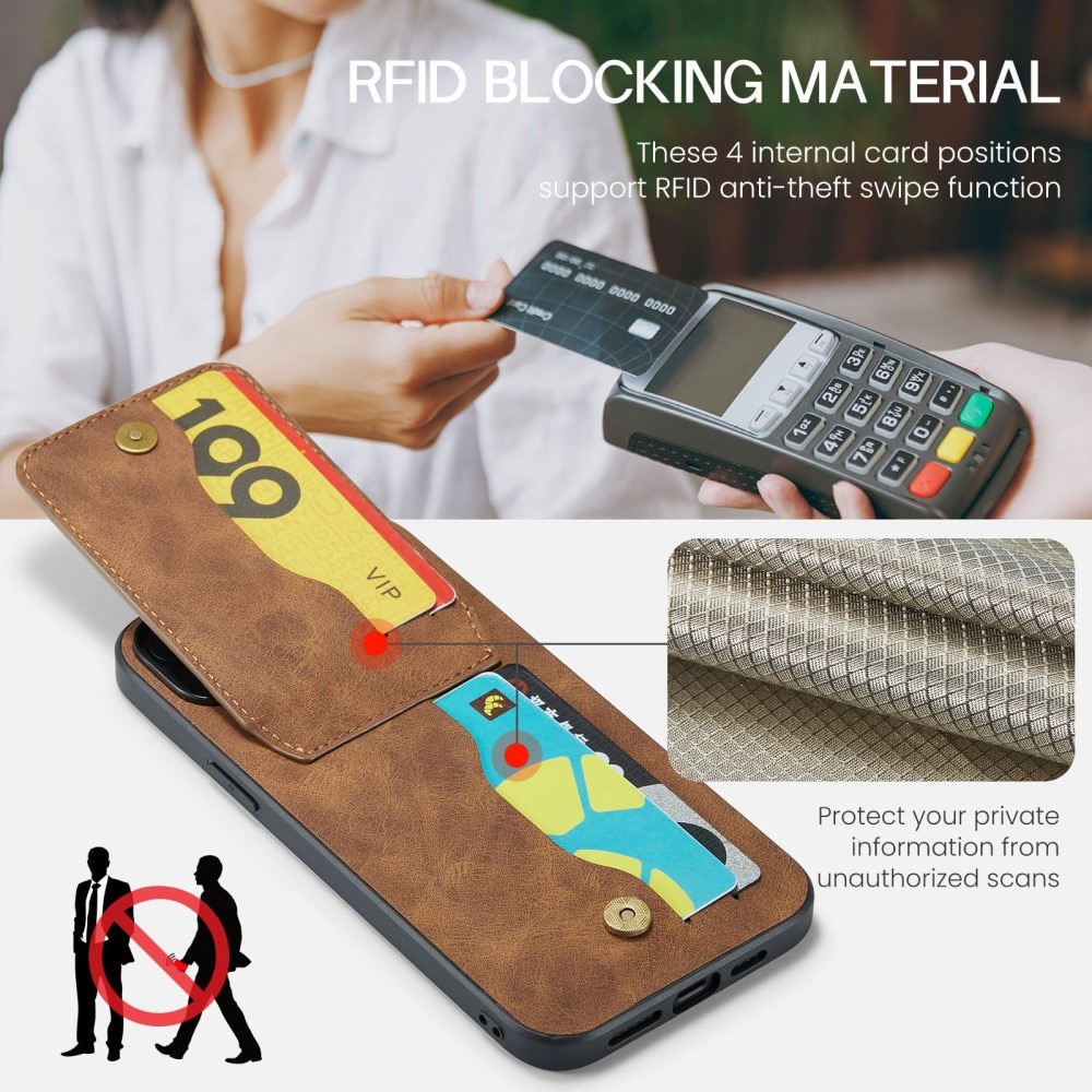 Multi-slot RFID-blocking Kuori iPhone 15 Pro ruskea