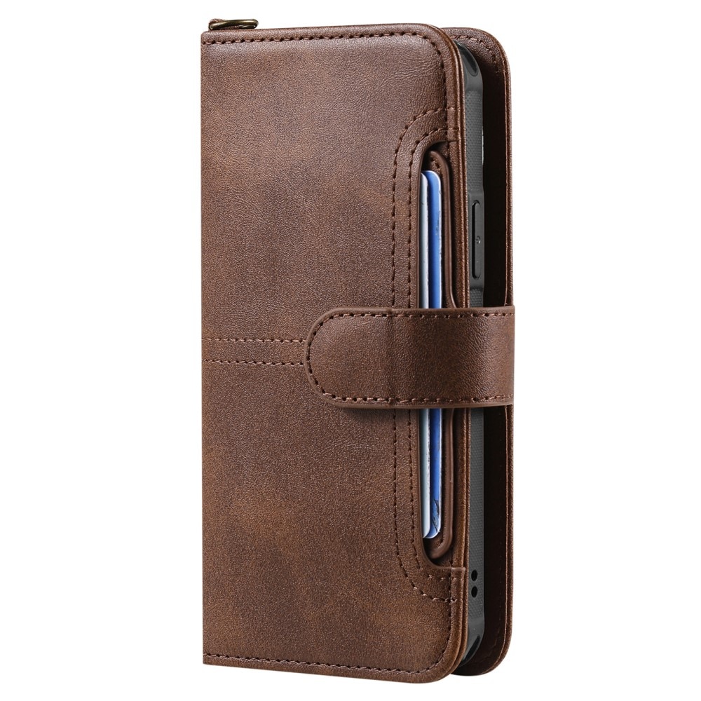 Magnet Leather Wallet iPhone 15 Pro Max ruskea