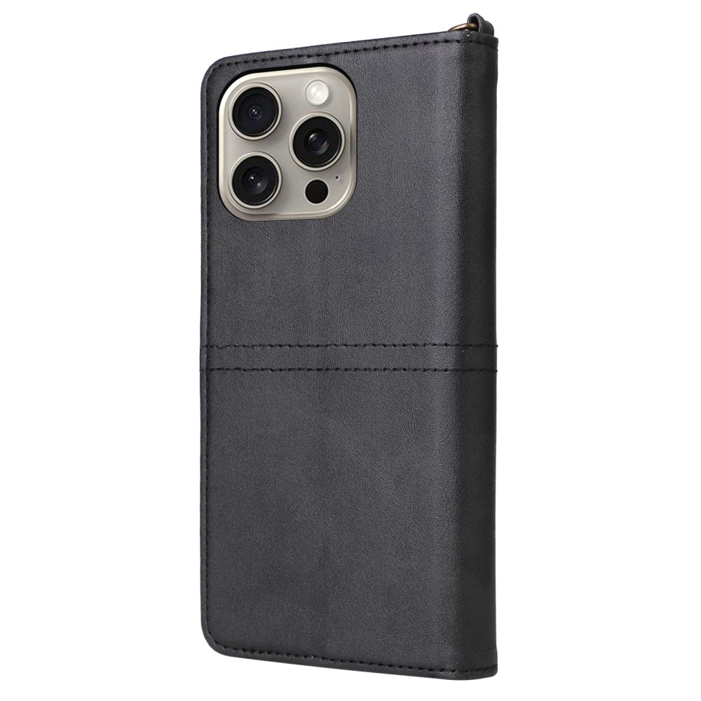 Magnet Leather Wallet iPhone 15 Pro Max musta