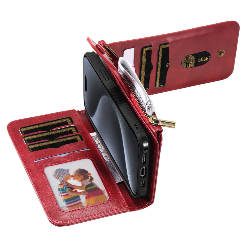 Magnet Leather Multi-Wallet iPhone 15 Pro punainen