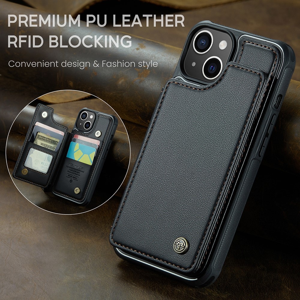 RFID-blocking Lompakonkuori iPhone 15 Plus musta