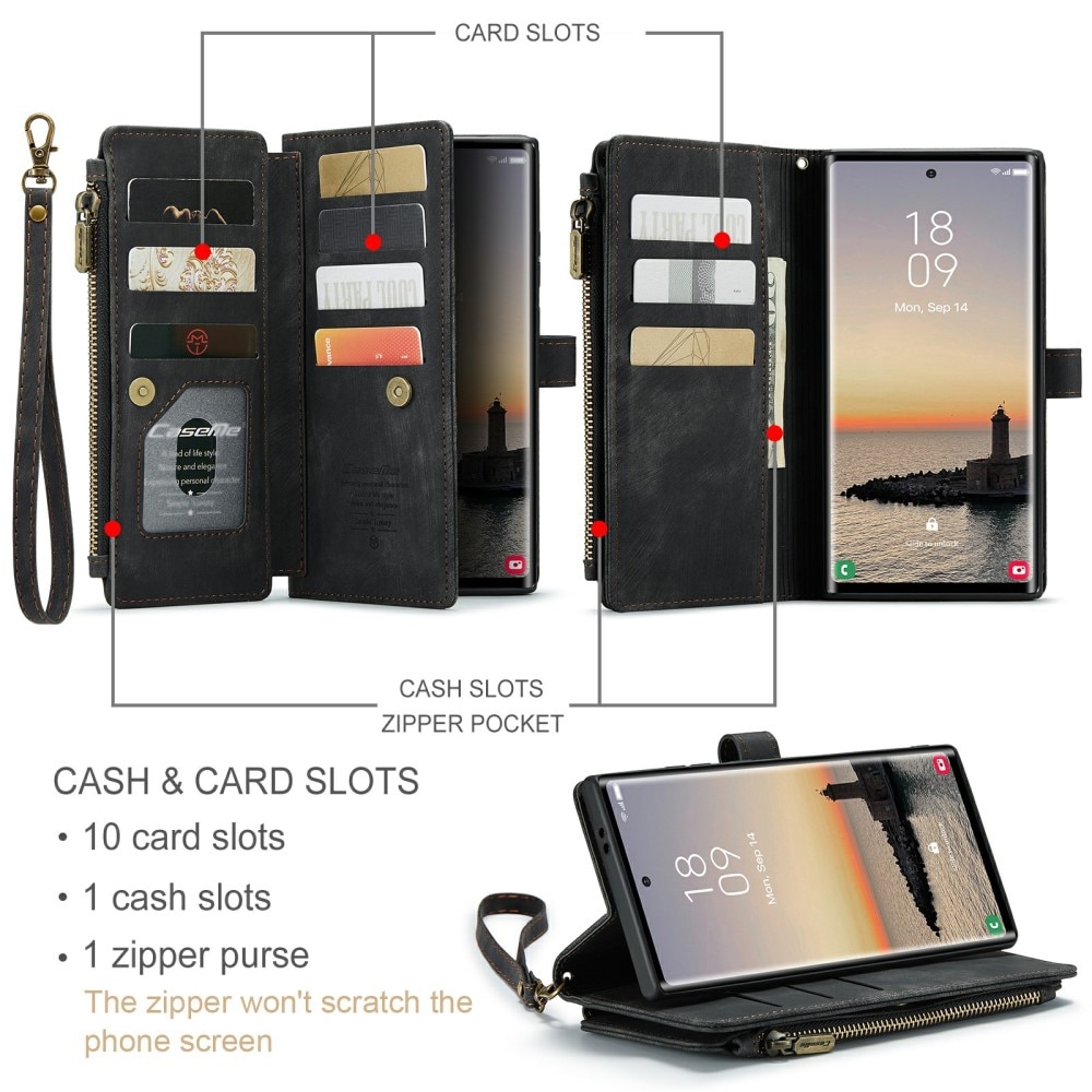 Zipper Wallet Samsung Galaxy S24 Ultra Musta