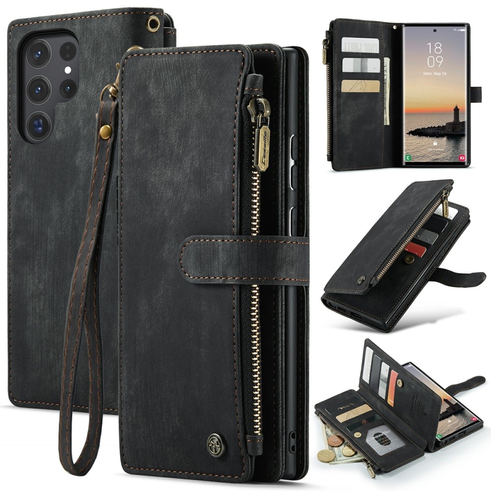 Zipper Wallet Samsung Galaxy S24 Ultra Musta