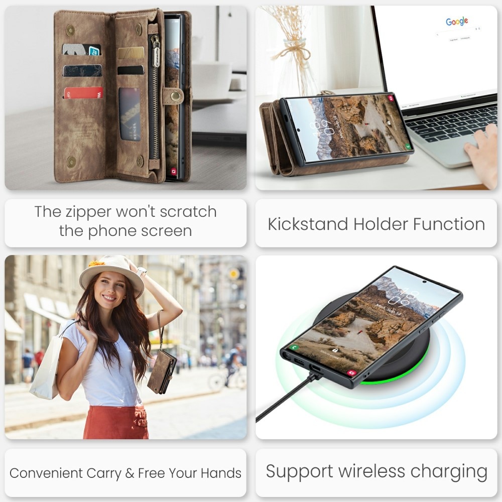 Multi-slot Suojakotelo Samsung Galaxy S24 Ultra ruskea