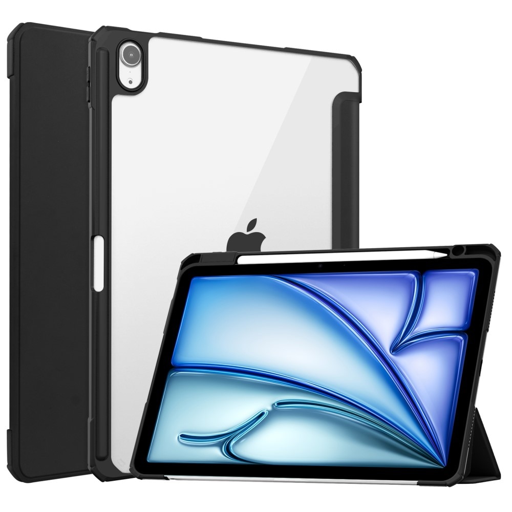 iPad Air 11 6th Gen (2024) Kotelo Tri-fold Kynäpidikkeellä musta/kirkas