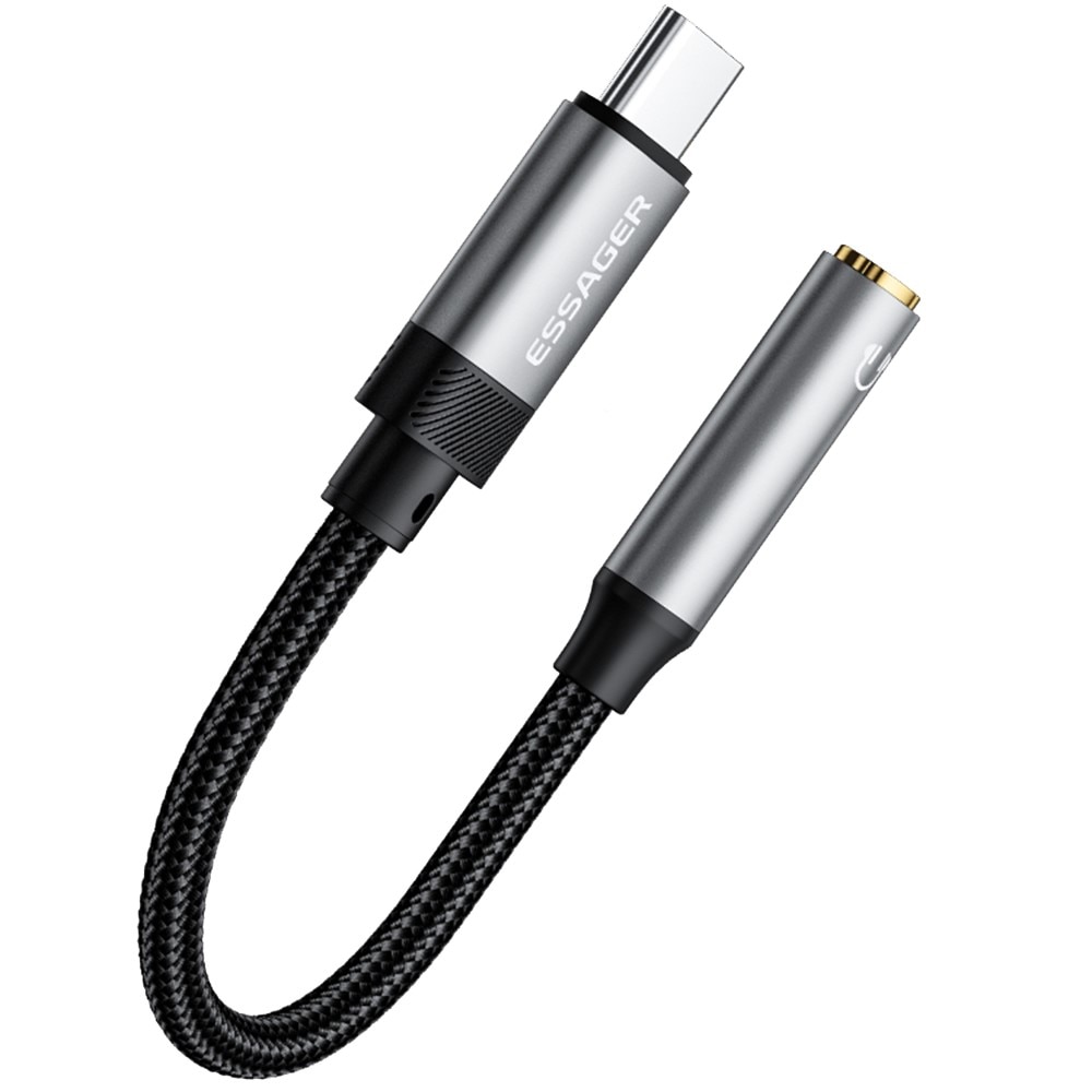 USB-C Kuulokeadapteri USB-C - 3,5mm DAC musta