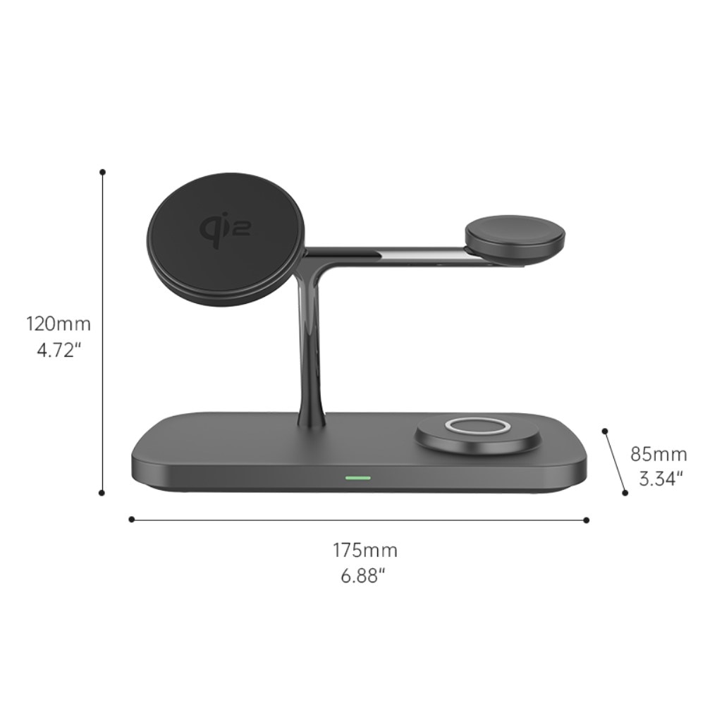 Apple iPhone 15 3-in-1 Qi2 MagSafe Langaton Latausasema musta