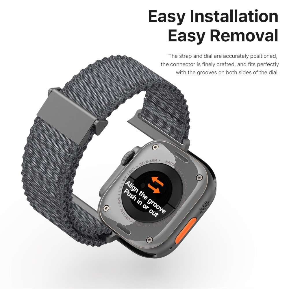 Active Nylon Ranneke Apple Watch Series 8 45mm harmaa