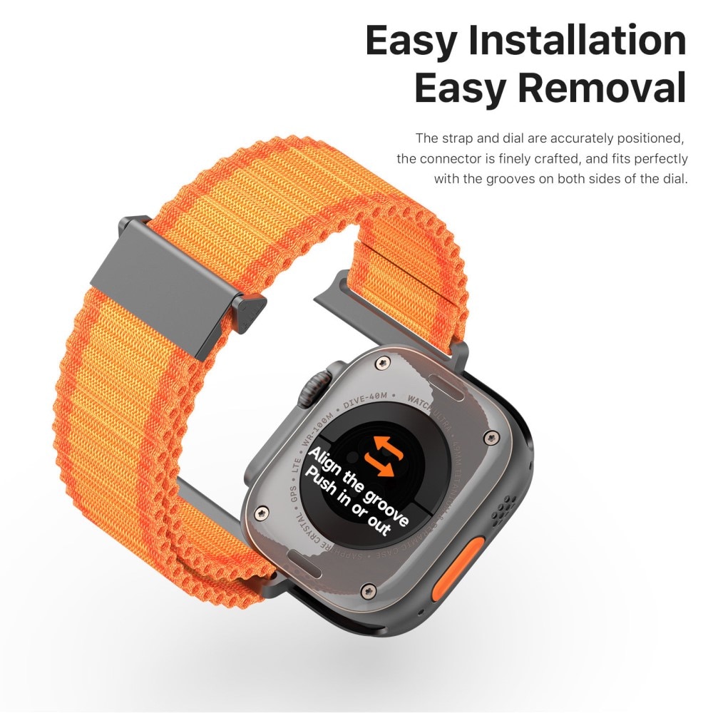 Active Nylon Ranneke Apple Watch Series 4-6 44mm oranssi