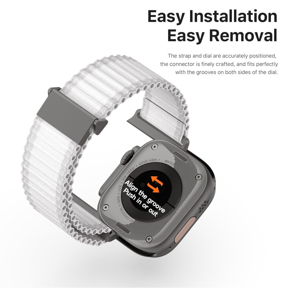 Active Nylon Ranneke Apple Watch Series 9 45mm valkoinen