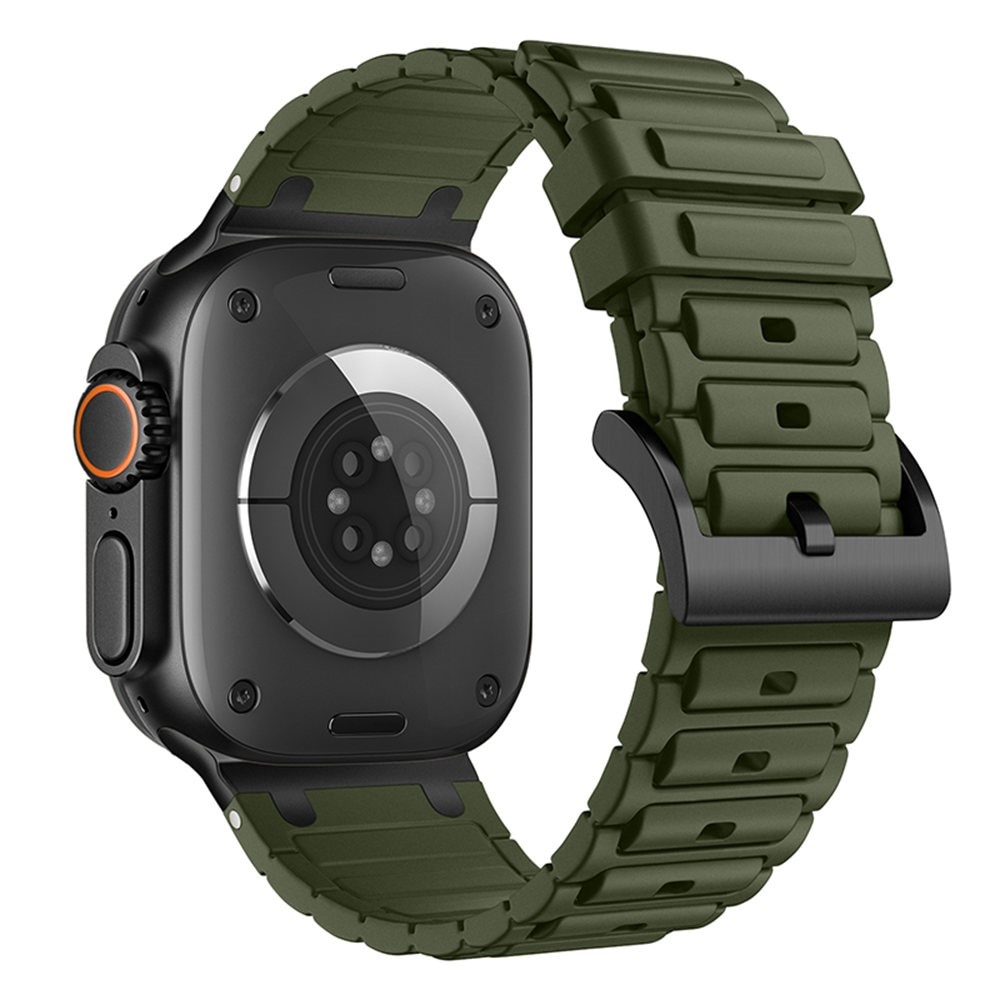 Tough Silicone Strap Apple Watch Series 4-6 44mm Tummanvihreä