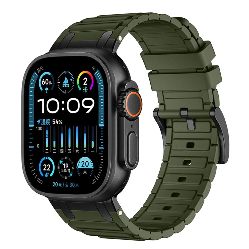 Tough Silicone Strap Apple Watch Series 4-6 44mm Tummanvihreä