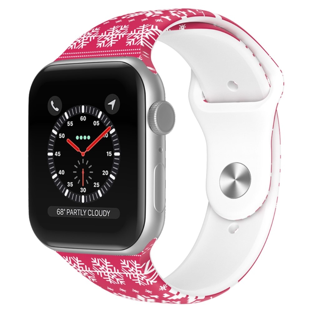 Silikoniranneke Joulukuviolla Apple Watch 41mm Series 9 lumihiutale