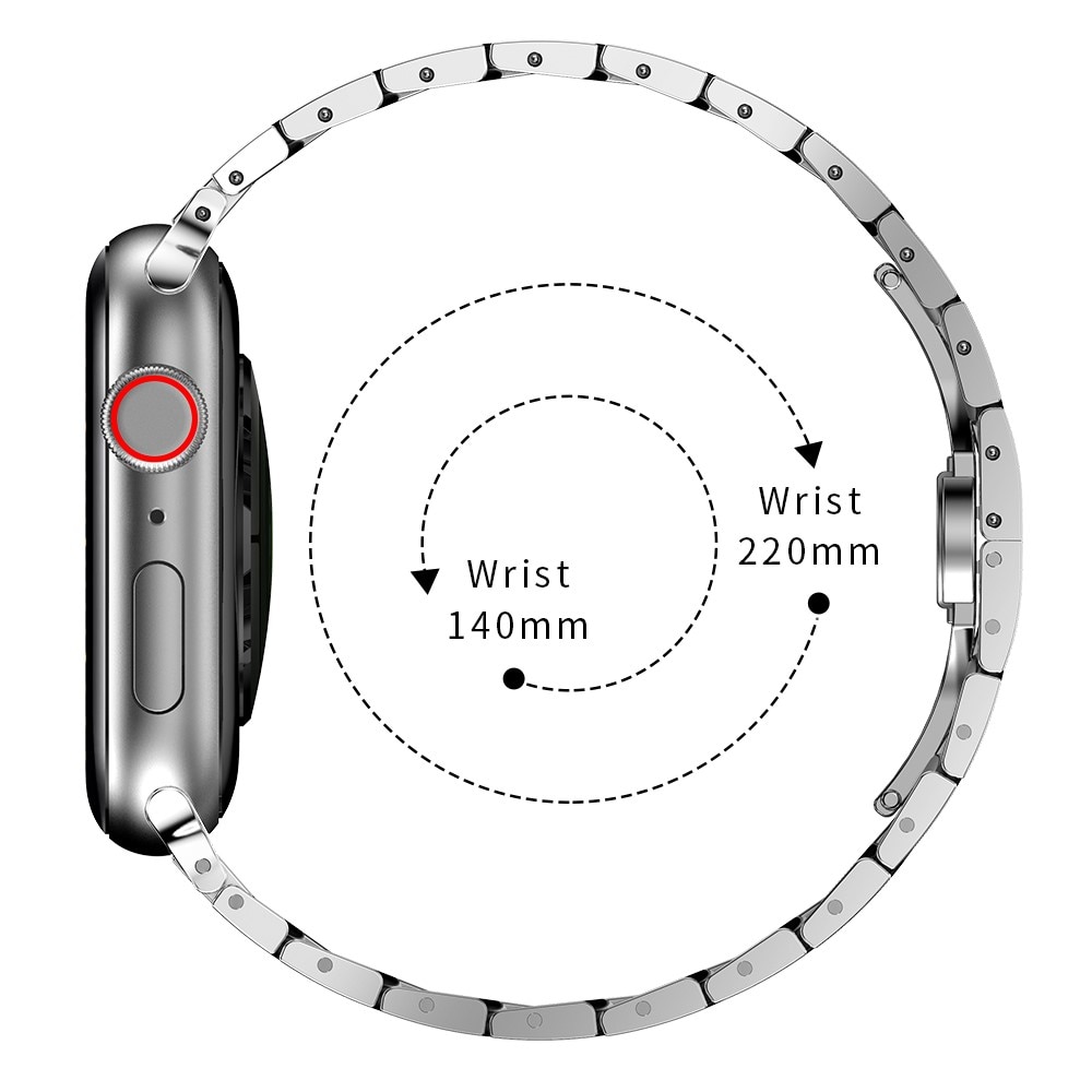 Slim Metalliranneke Apple Watch 45mm Series 8 hopea