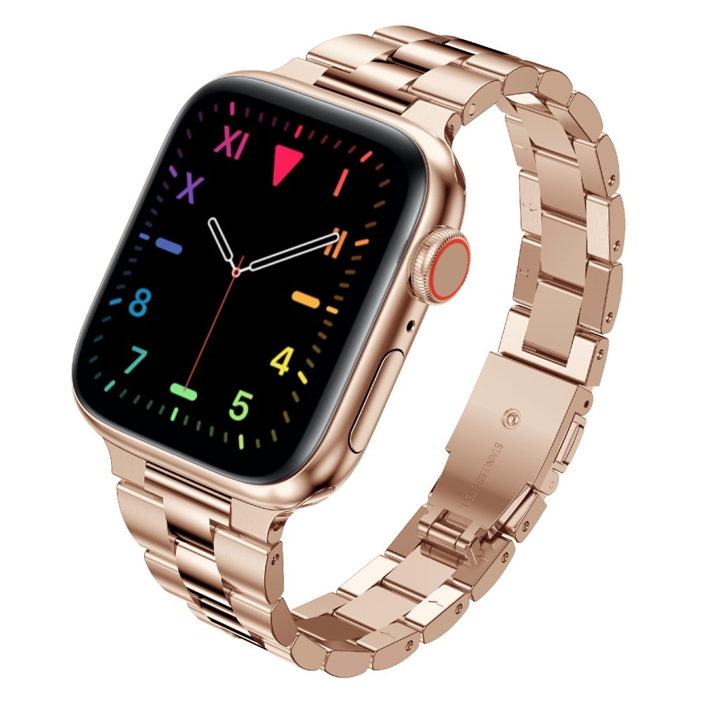 Slim Metalliranneke Apple Watch 45mm Series 8 ruusukulta