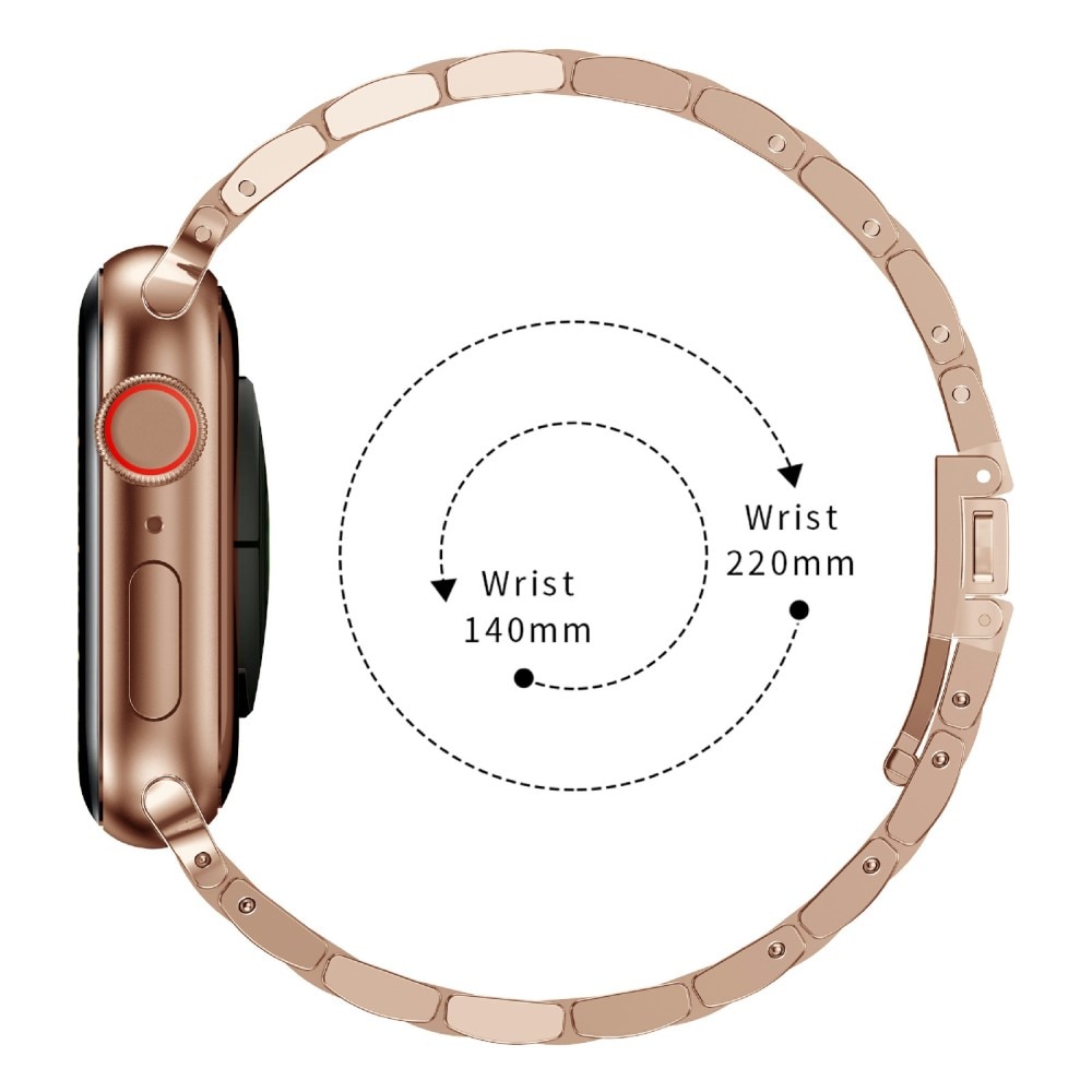 Slim Metalliranneke Apple Watch 45mm Series 8 ruusukulta