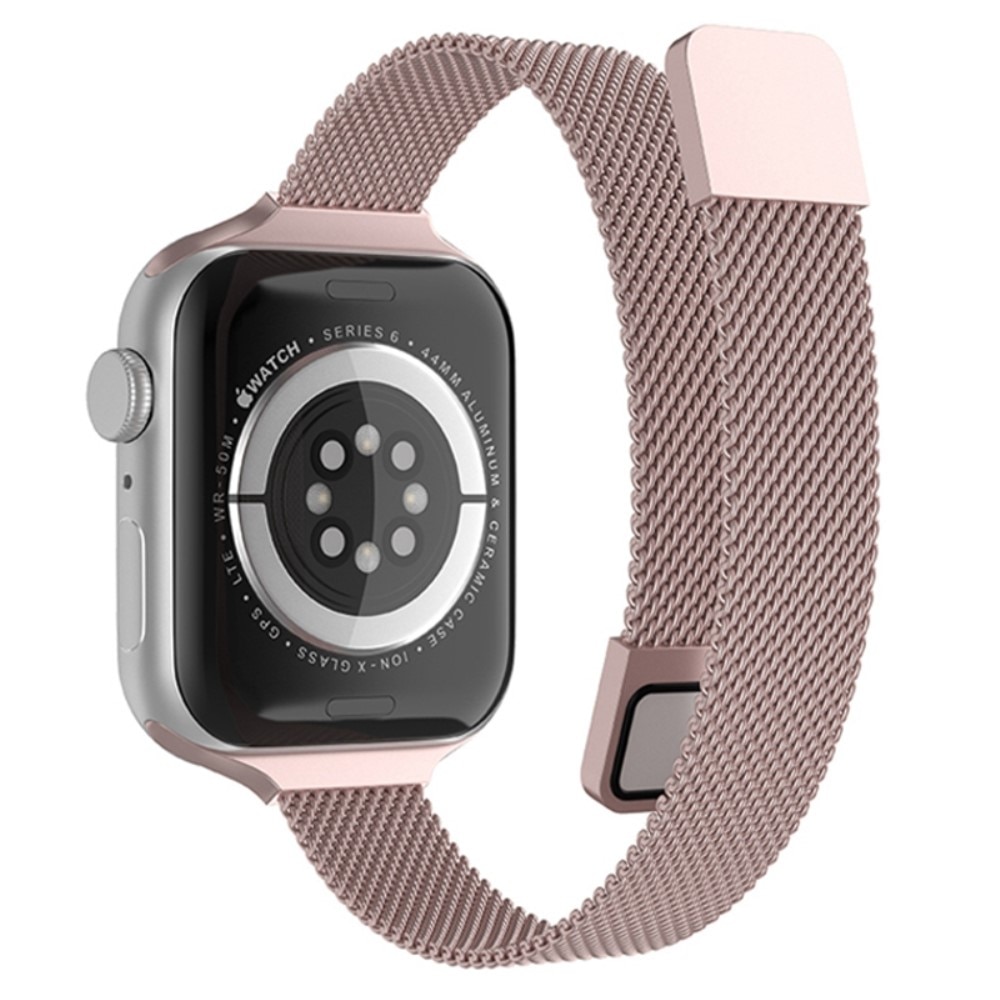 Ranneke Slim Milanese Apple Watch 42/44/45/49mm vaaleanpunainen kulta