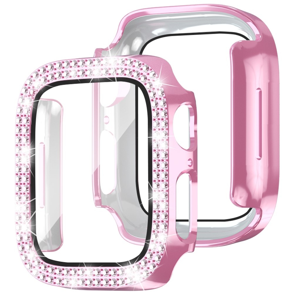 Full Cover Case Rhinestone Apple Watch Series 4-6 44mm vaaleanpunainen