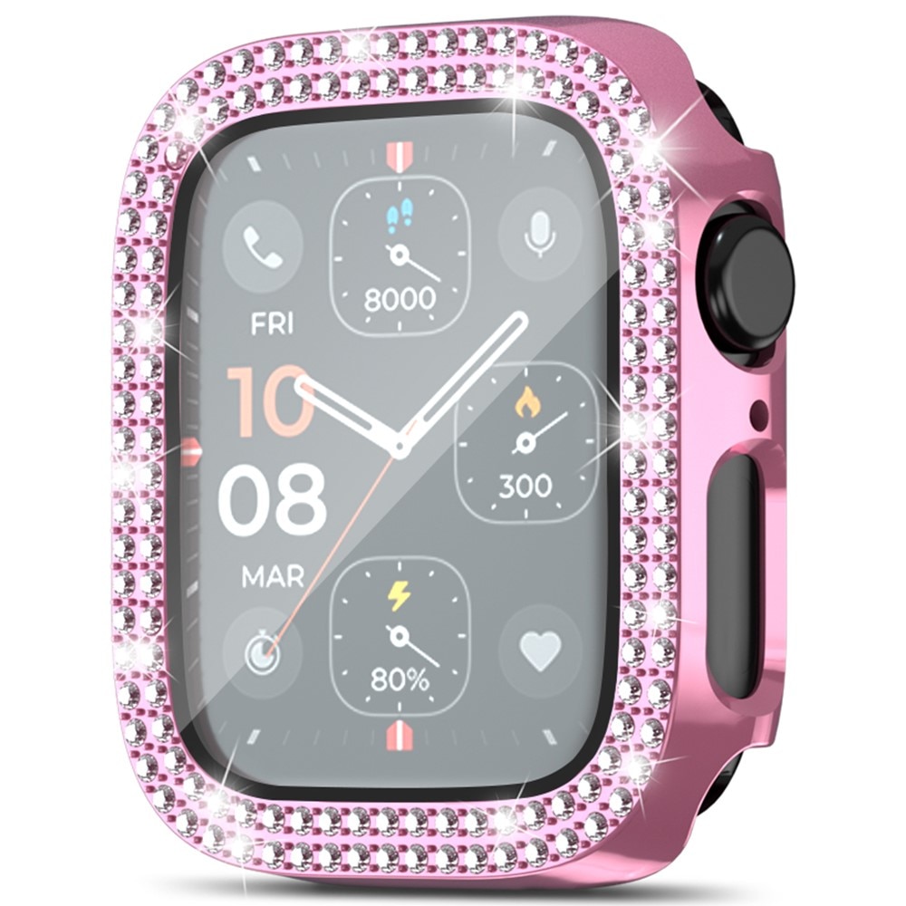 Full Cover Case Rhinestone Apple Watch Series 4-6 44mm vaaleanpunainen