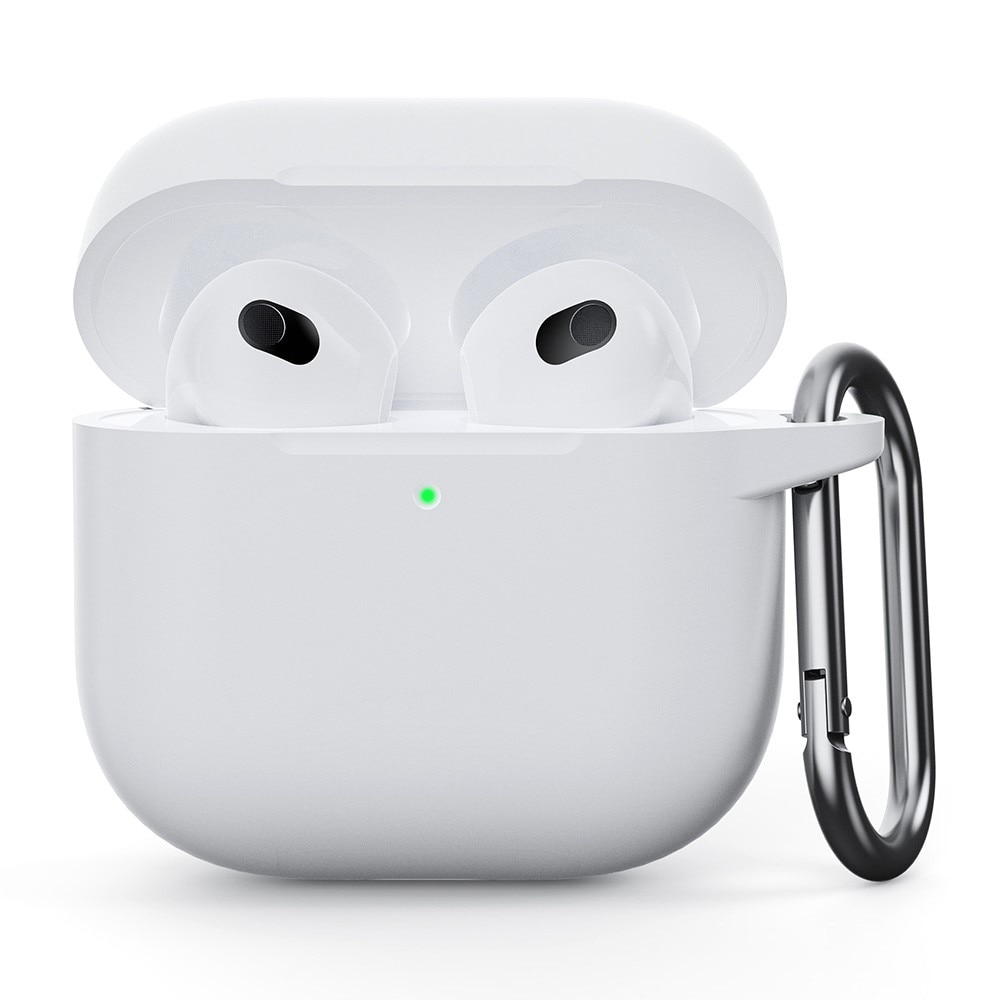 Apple AirPods 4 Silikonikuori karbiinhaalla valkoinen