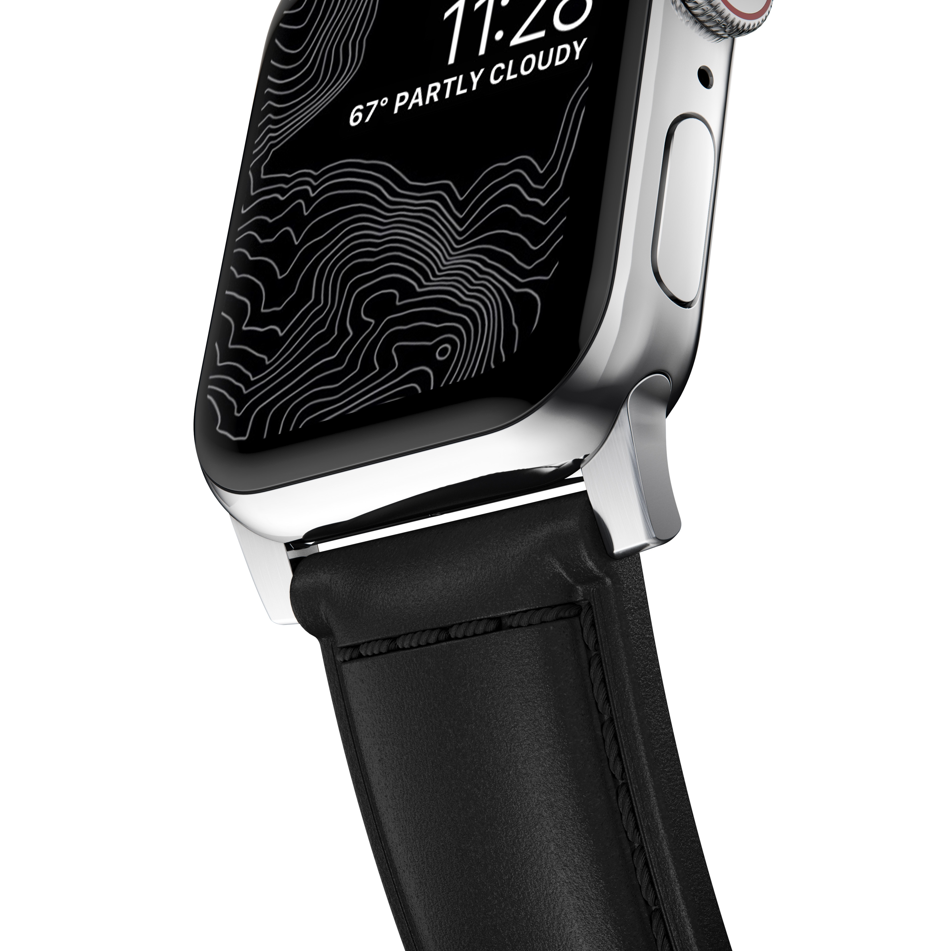 Traditional Band Apple Watch 45mm Series 9 Black (Silver Hardware)