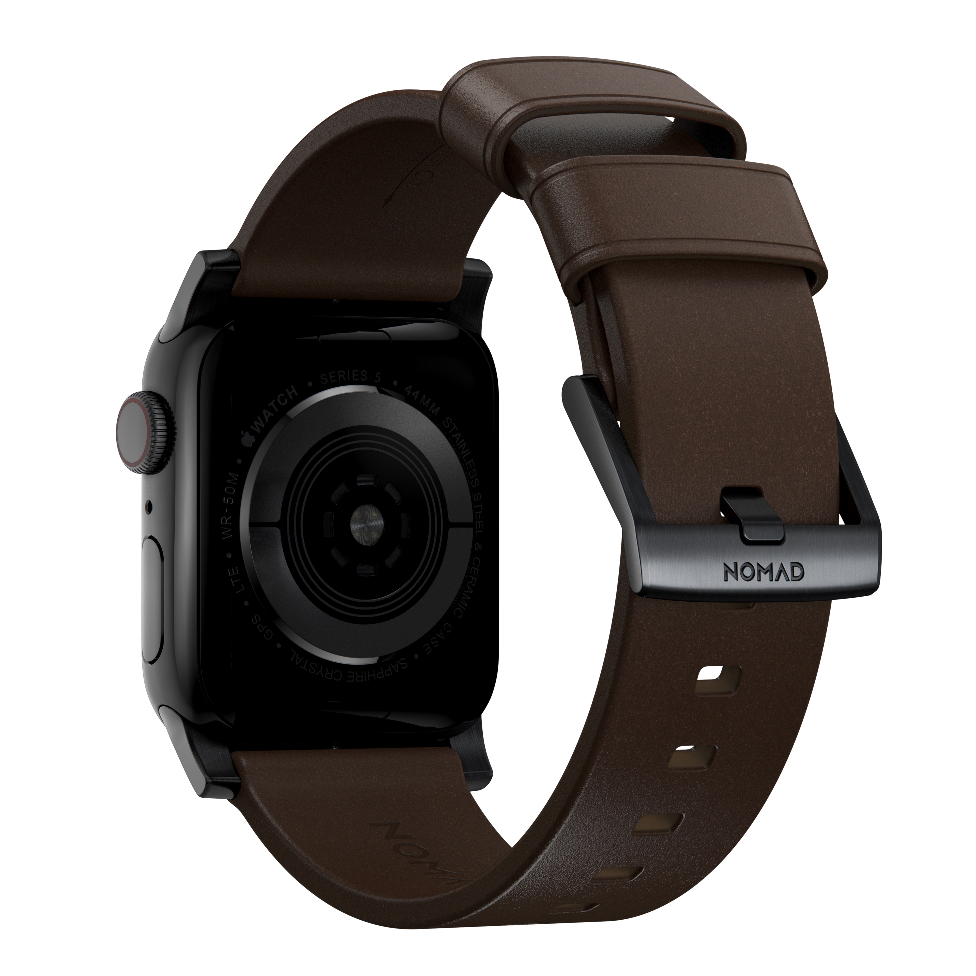 Apple Watch 41mm Series 9 Modern Band Horween Leather Rustic Brown (Black Hardware)