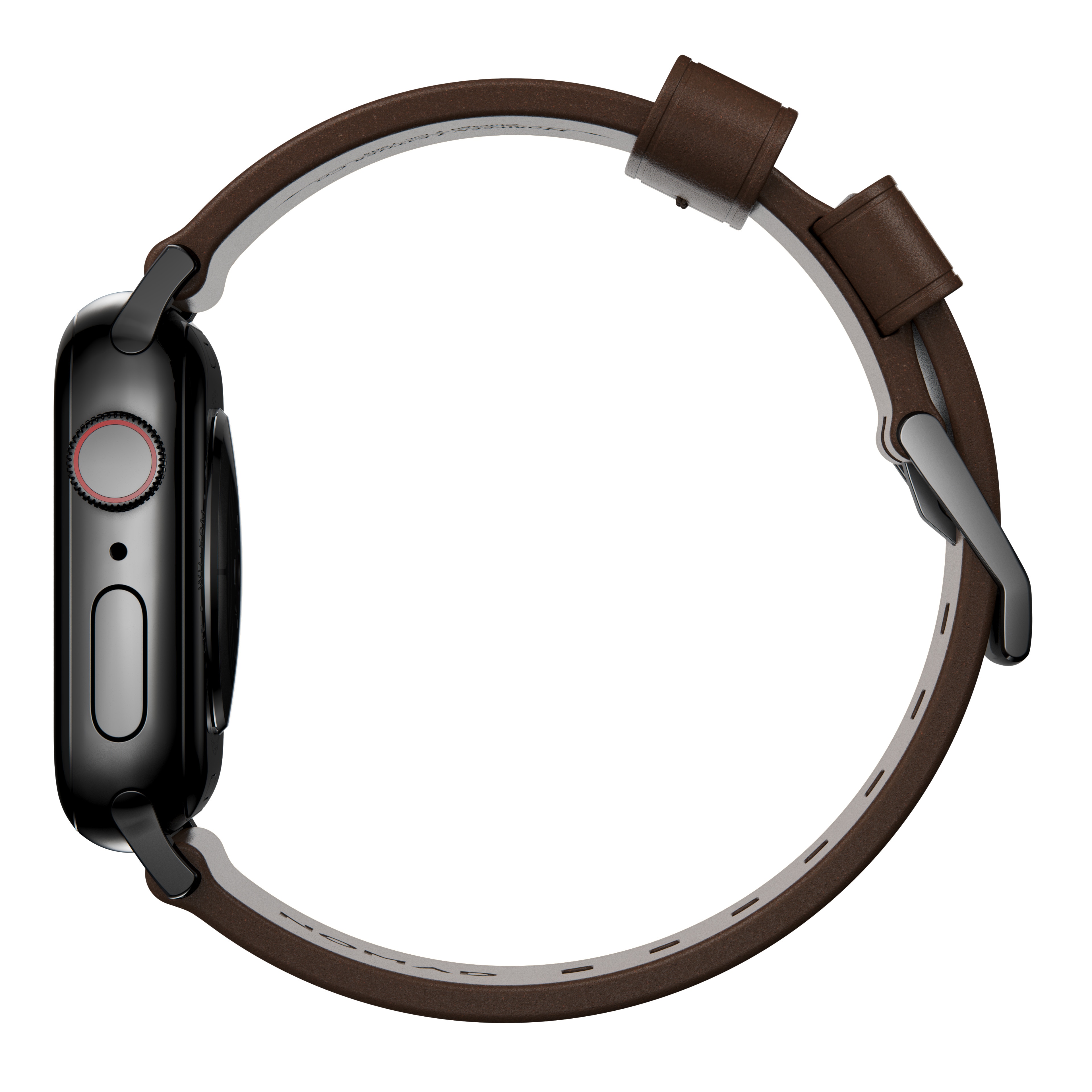 Apple Watch Series 10 42mm Modern Band Horween Leather Rustic Brown (Black Hardware)