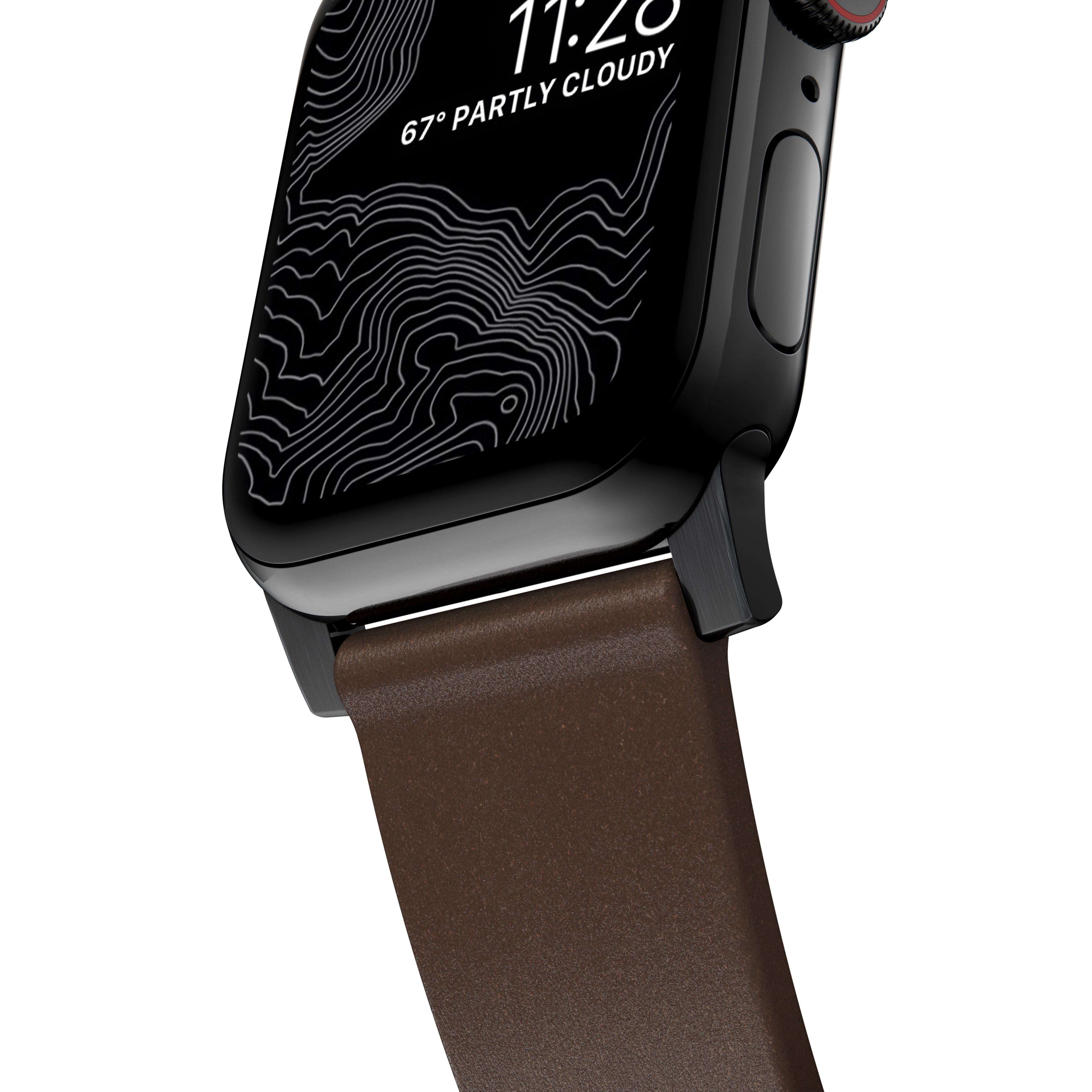 Apple Watch 41mm Series 9 Modern Band Horween Leather Rustic Brown (Black Hardware)