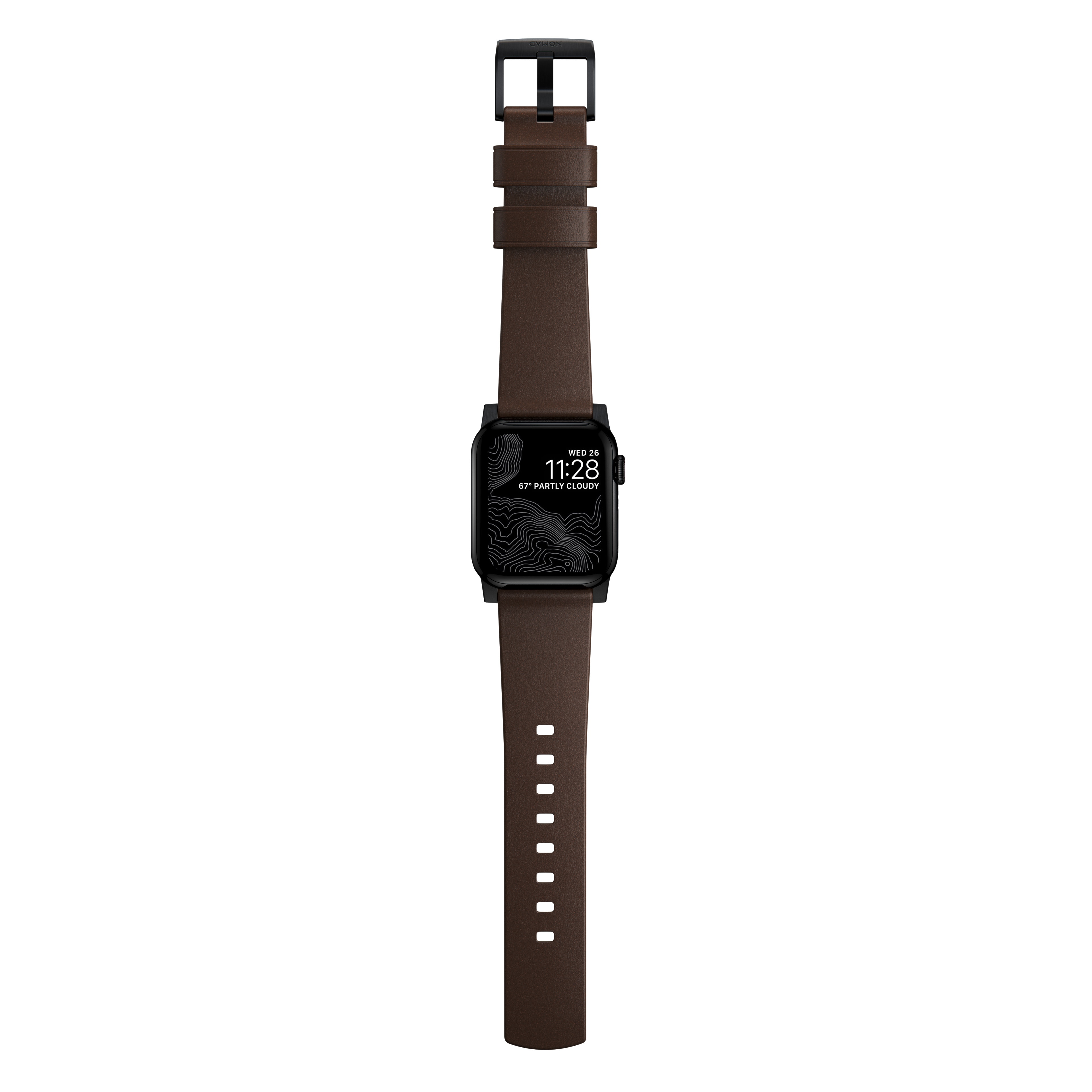 Apple Watch Series 10 42mm Modern Band Horween Leather Rustic Brown (Black Hardware)