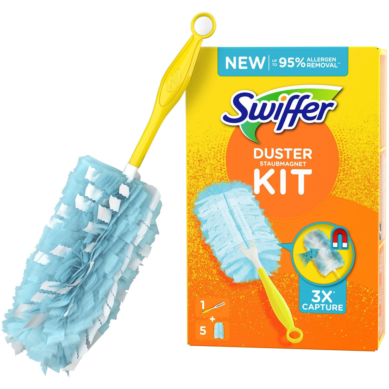 Duster Kit jossa 1 kahva + 5 vaihtopäätä