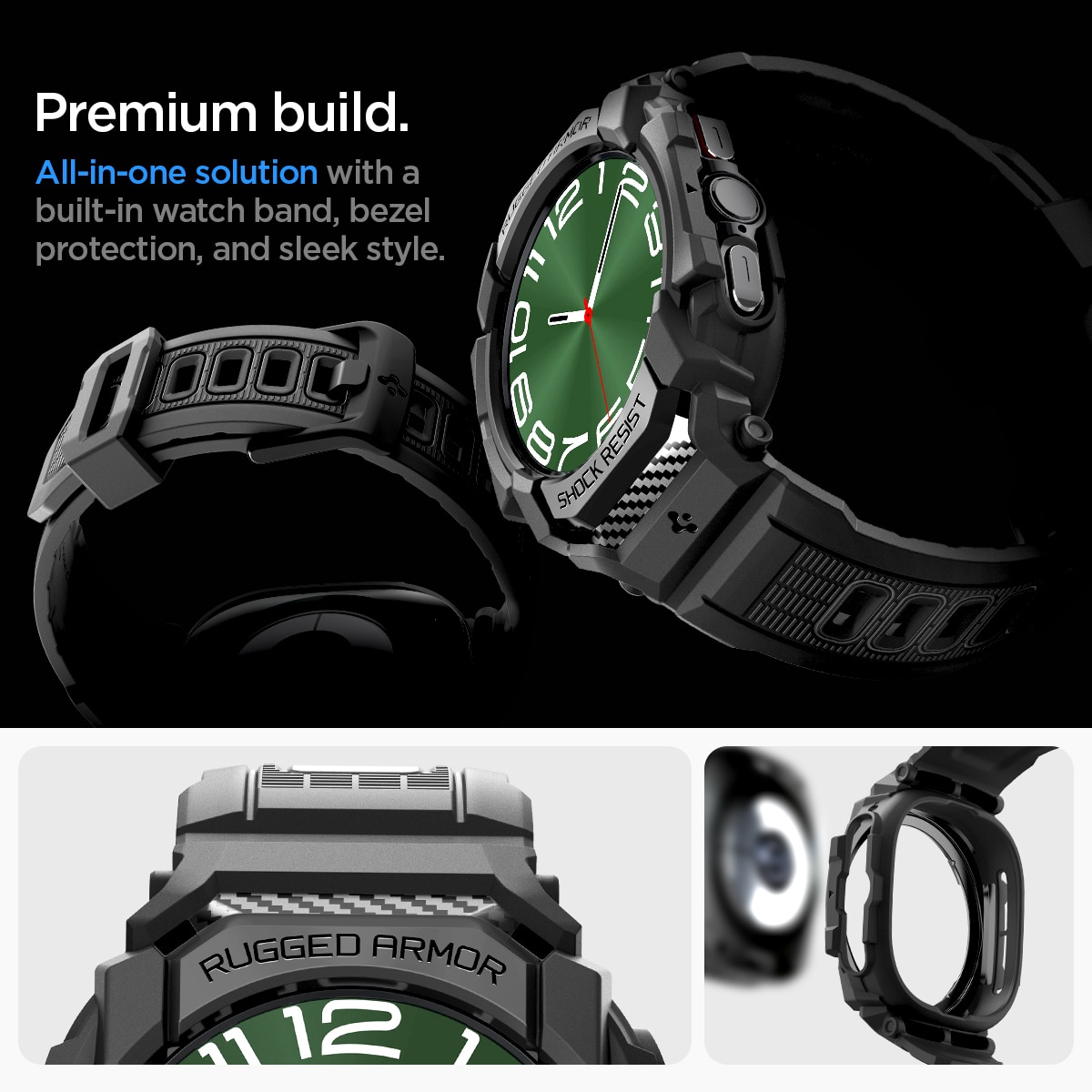 Samsung Galaxy Watch Ultra 47mm Case Rugged Armor Pro Black