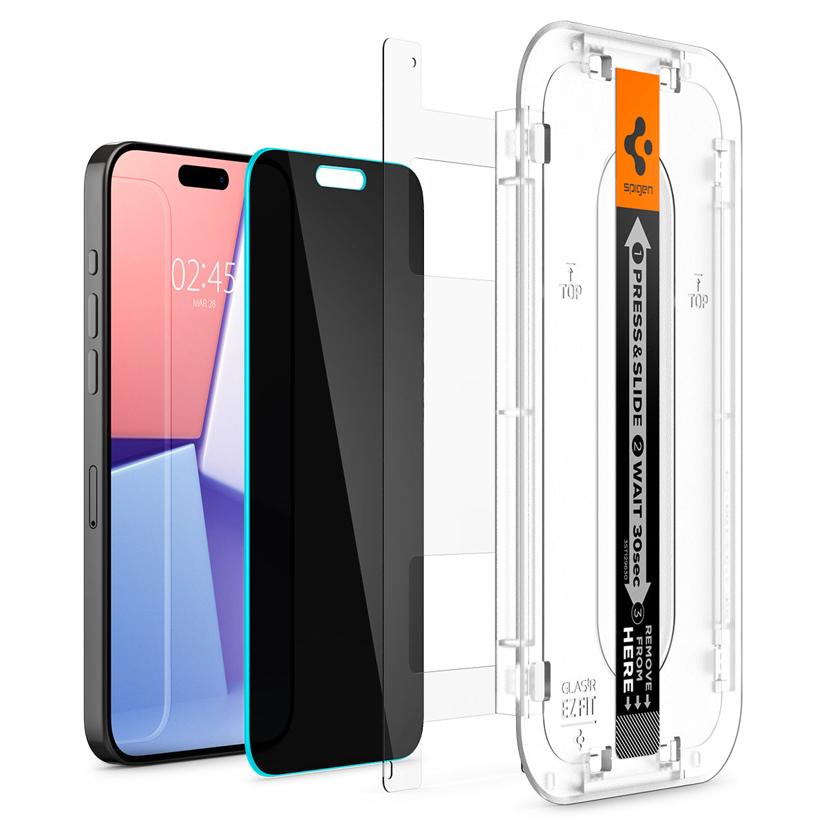 iPhone 15 Pro Screen Protector Privacy GLAS.tR EZ Fit (2-pack)