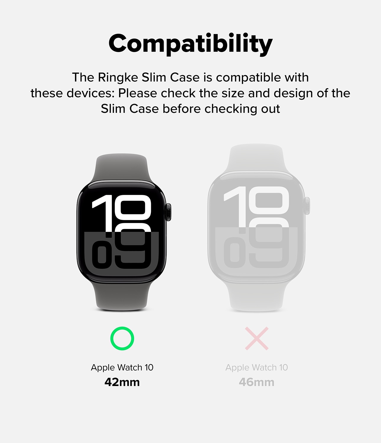 Slim Case (2-pack) Apple Watch Series 10 42mm Matte Black & Clear