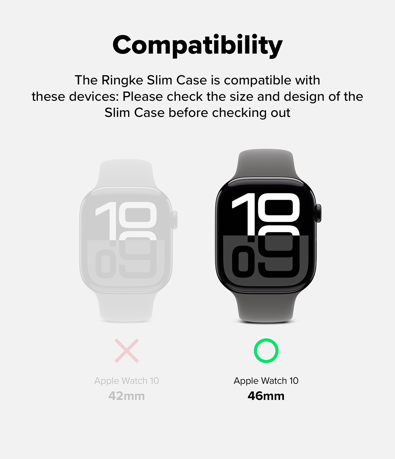 Slim Case (2-pack) Apple Watch Series 10 42mm Matte Black & Clear